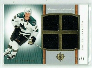 07-08 UD Upper Deck Ultimate Premium Swatches  Joe Thornton  /50  Quad Jerseys 
