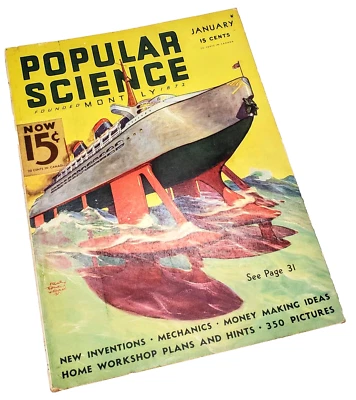 Popular Science January 1936 Illustrated Magazine Planes Ships Circus Wittmack - Image 1 of 4