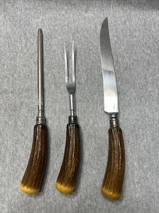 De colección Westall R. Chardston Imitación Cuerno de Ciervo Cuerno Servir Tenedor Afilador de Cuchillos - Imagen 1 de 9