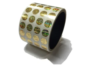 Tamper Evident Holographic Gold Security Round Label Seal Sticker 0.75" Diameter - Picture 1 of 2