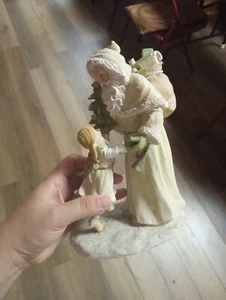Santa And Girl White Sparkle Father Christmas St Nicholas 9.5" - Picture 1 of 2