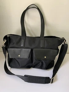 Danier Travel Overnight Bag Day Tripper Satchel Carry On Leather Nylon Black - Picture 1 of 21