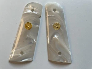 White Pearl Resin Grip For 1911 Full Size Colt Kimber Clones Springfield ambi c - Picture 1 of 4