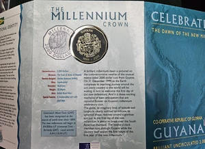 GUYANA MILLENNIUM 2000 DOLLARS 1999-2000 MINT PACKAGE PROOF Cu-Ni COIN KM# 53 - Picture 1 of 8