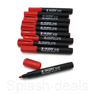 Permanent Marker Pens Red - Bullet Tip - High Quality Fine Waterproof Markers  - Image 1 of 4