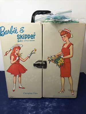 13x12x6” Vintage Mattel Barbie Doll Case Trunk Barbie & Skipper Gray 1964 #o - Image 1 of 4