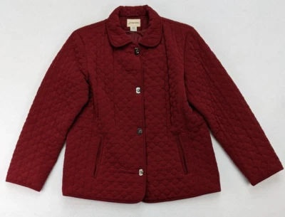 Женская стеганая куртка St. John's Bay размер большой красный классический длинный рукав - Изображение 1 из 4