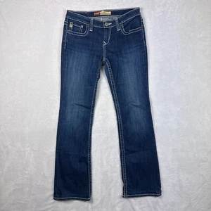 Big Star Jeans Womens 28L Blue Remy Low Rise Bootcut Stretch Thick Stitching - Picture 1 of 18