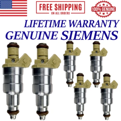 OEM SIEMENS x6 Fuel Injectors For 1987-1995 Jeep Wrangler, Cherokee, Wagoneer I6 - Image 1 of 2