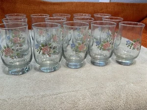 Pfaltzgraff By Libbey Tea Rose 14oz Curved Tumbler Drinking Glass 5.25”. Set 7 - Picture 1 of 10