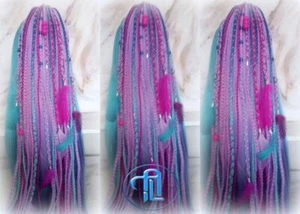 Ponytail Hair Extensions Purple Pink Blue Elements Accents braids hair scrunchy - Picture 1 of 9