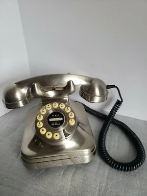 Teléfono de mesa Pottery Barn Grand vintage estilo retro níquel pulsador  Foto 1 de 4