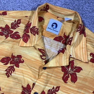 Vintage Ocean Current Hawaiian Shirt Mens Large Beachcore Floral Bloomcore Retro - Picture 1 of 10