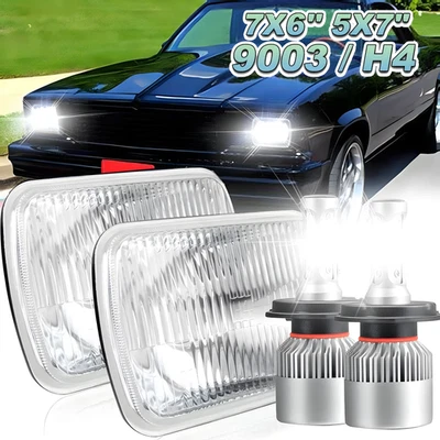 Pair For Chevy Malibu 1978-1981 Corvette DOT 5X7" 7x6" LED Headlights Hi-Lo A+ - Image 1 of 4