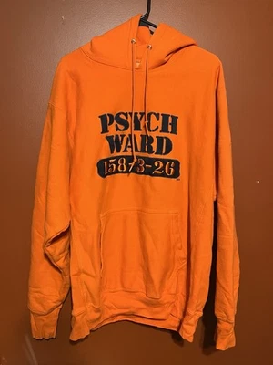 Vintage Steve & Barrys Psych Ward 158-3-26 Hoodie Sweatshirt L Orange Prisoner - Image 1 of 4