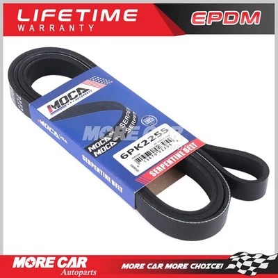 Serpentine Belt 6PK2255 for Audi 90 100 Chevrolet Dodge Ford Jeep Buick Ram - Image 1 of 4