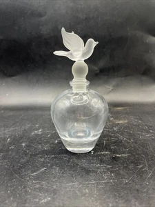 Vintage Silvestri Clear Round Perfume Bottle with Frosted Bird Stopper - Picture 1 of 12