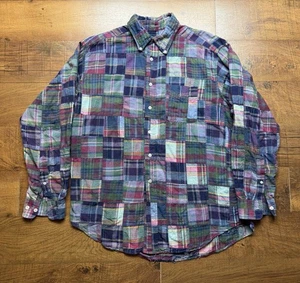 Vintage 90s Brooks Brothers Herren Patchwork Hemd Madras Langarm Gr. XL - Bild 1 von 7