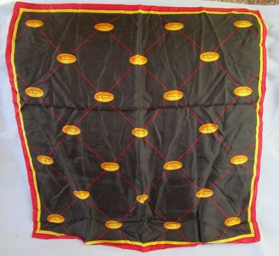 Talbots Square Classic Logo Scarf  Black Red Gold 100% Silk 21" x  21" - Image 1 of 4