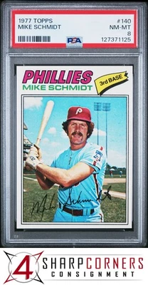 Mike Schmidt Phillies Hof 1977 Topps #140 PSA 8 Foto 1 de 3