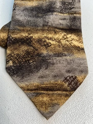 J. Ferrar Brown Abstract Pattern 100% Silk Tie Made in Italy NWOT - Image 1 of 4