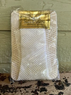 Medias De Colección Crochet Sobre la Rodilla Nylon Muslo Alto Sin Costuras Medianas Nuevas Stock Antiguo Foto 1 de 4