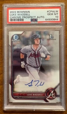 2022 Bowman - Chrome Prospect Autographs #CPA-LW Luke Waddell (AU, RC) PSA 10 - Image 1 of 2