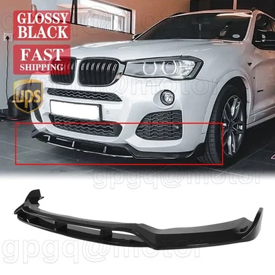 Labio de parachoques delantero negro brillante estilo GT para BMW X3 F25 X4 F26 LCI M 2014-17 Foto 1 de 4