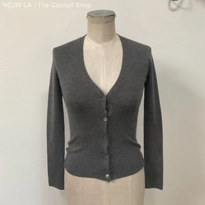 Prada Grey Cashmere Silk Button Up Cartigan Sweater - Size 38 - Picture 1 of 8