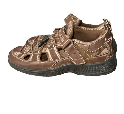 Sandalias ortopédicas anchas OrthoFeet 573 Clearwater para hombre 10,5 6E XX marrón imitación cuero Foto 1 de 4