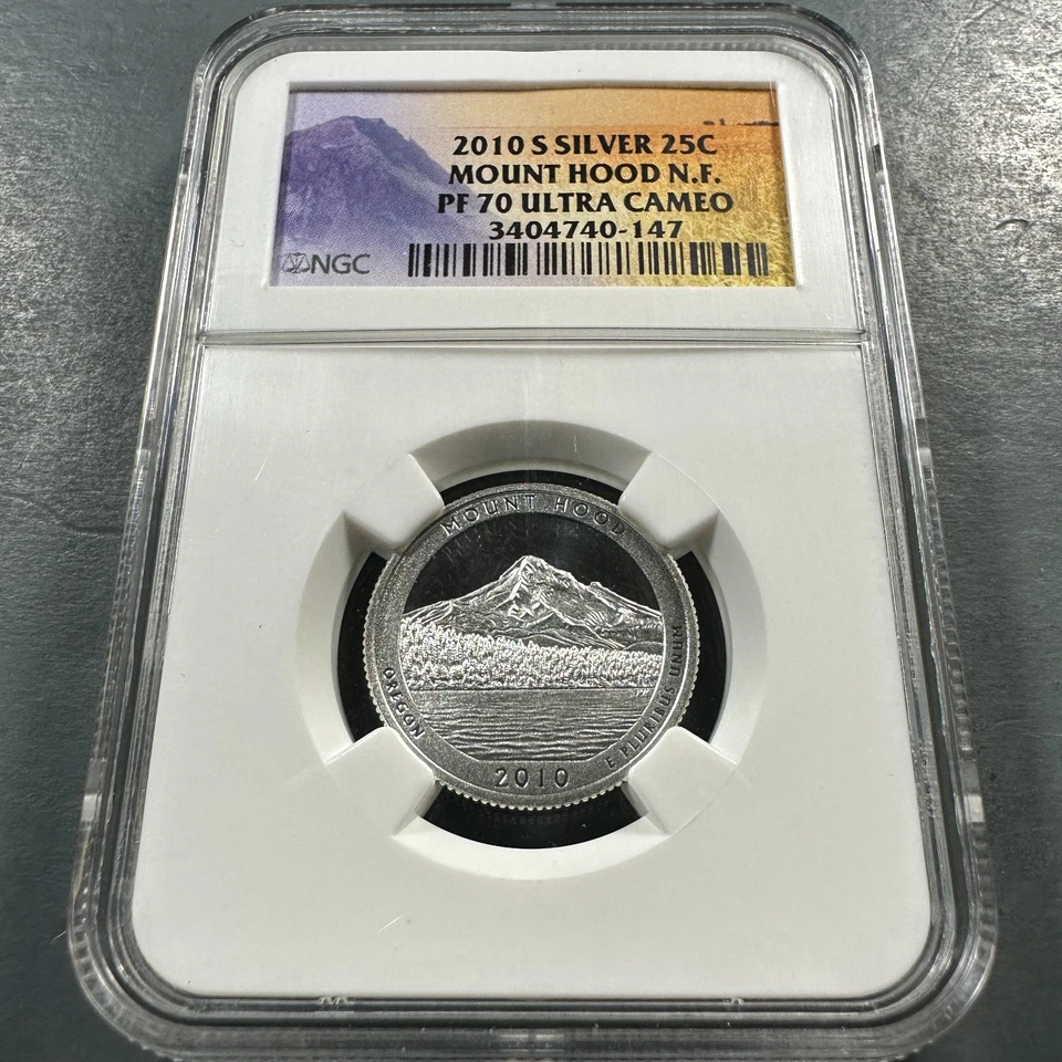 2010-S Mount Hood NP SILVER Quarter, NGC PF70 UCAM (86748) - Image 1 of 2
