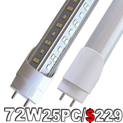 T8 4FT LED Tubo Bombilla 72W G13 6500K 4 ft LED Tienda Bombillas 2 Pin Paquete de 25 Foto 1 de 4
