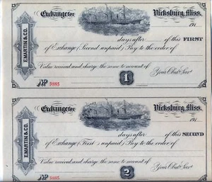 E. Martin Tauschschein Vicksburg Miss. Lagerscheck - Bild 1 von 1