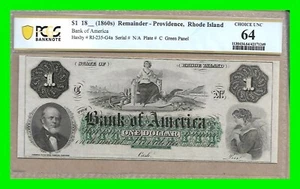 1860's $1 Bank of America - Providence Rhode Island - PCGS 64 UNC - RI-235-G4a  - Bild 1 von 3