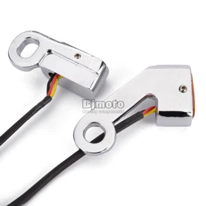 2PCS 12V Mini LED Chrome Motorcycle Turn Signal Amber Light For Harley M8 - Bild 1 von 12