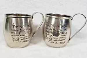 2 Moscow Mule Mugs Rare Engraved with Recipe Stainless Steel Silver SHIPS FREE - Picture 1 of 7