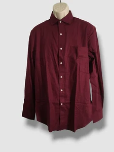$99 Tommy Hilfiger Men's Red Regular Fit Button Down Dress Shirt Size 16 34/35 - Picture 1 of 3