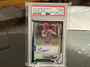 2021 Bowman Draft CDA-JV Jordan Viars 1st Chrome Black Refractor Autograph PSA 9