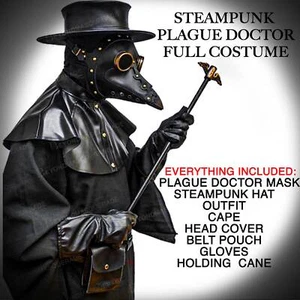 Pest Arzt Kostüm komplett Steampunk Halloween Maskerade Maske Cosplay Kostüm - Bild 1 von 8