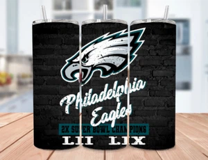 Philadelphia Eagles Super Bowl Champs Skinny Edelstahl Becher Strohhalm 20 Oz - Bild 1 von 4
