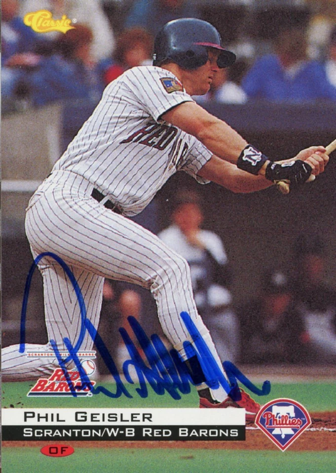 1994 Scranton Red Barons PHIL GEISLER Signed Card autograph RC SPRINGFIELD, OR - Image 1 of 1