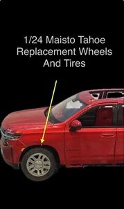 1/24 MAISTO TAHOE REPLACEMENT WHEELS AND TIRES POLICE CUSTOM FIRE EMS 1 SET SILV - Picture 1 of 6