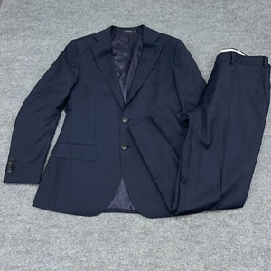 SUITSUPPLY Tuta Lazio Uomo 36 (Pantalone 32x28) Navy Slim 2 Pezzi Lana S110 Perenne - Foto 1 di 24
