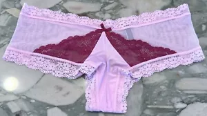 NEW Victoria Secret Very Sexy Lace & Mesh Peek-a-boo Cheeky - Violet Muse - XL - Picture 1 of 4