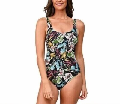Traje de baño OP para mujer talla pequeña acolchado negro floral de una pieza nuevo con etiquetas Foto 1 de 4