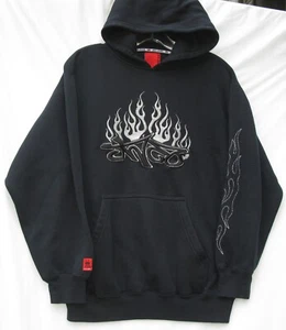 Vintage JNCO long sleeve black acrylic hoodie men's size medium (classic Y2K) - Picture 1 of 3
