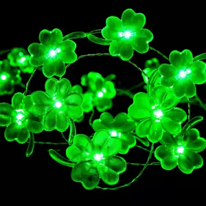 Decorative Light St. Patrick'S Day Lights Shamrocks LED String Lights 10Ft 40Led - Picture 1 of 12