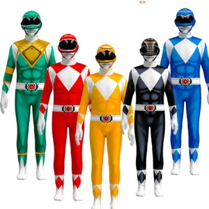 Kids Power Ranger Adults Jumpsuits Cosplay Party Costume Halloween Birthday Gift - Picture 1 of 14
