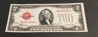 1928 D $2.00 TWO DOLLAR RED SEAL NOTE uncirculated choice Nice repeater 514 514 - Image 1 of 2