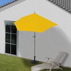 B-Ware Alu-Sonnenschirm Lorca, Halbschirm Balkonschirm, UV 50+ gelb mit Ständer - Bild 1 von 7